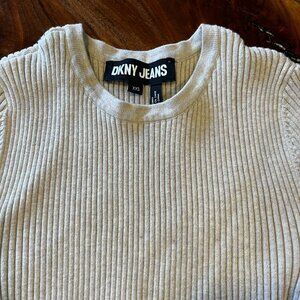 DKNY Jeans, XXS, ribbed short sleeve shirt, beige
